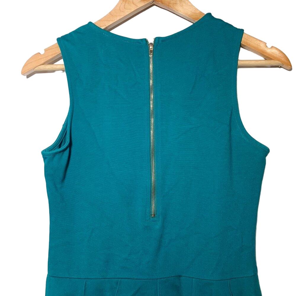Parker Lacey Pin Tuck Fit and Flare Sleeveless Dress Alpine Teal Green Small - Picture 5 of 14